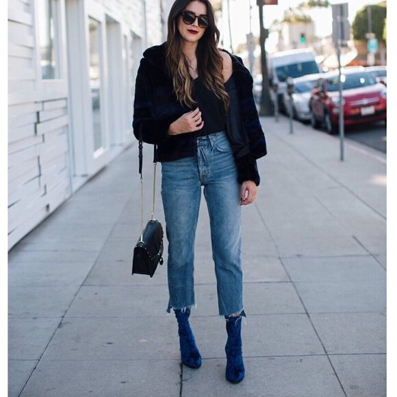 ELLERY Esmond Blue Velvet Ankle Boots Back Zip Made in Italy $1195 Women's 39/8M - Picture 2 of 10